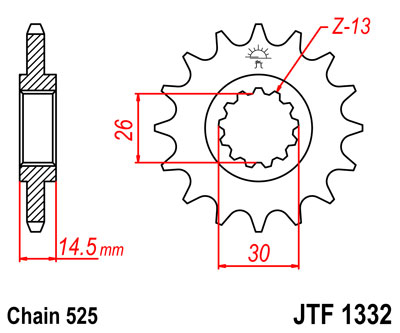 Priekšējais zobrats JT SPROCKETS 16T 525 JTF1332.16